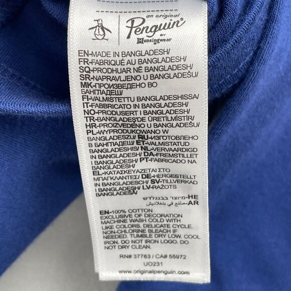 Original Penguin Munsingwear Turtleneck Shirt Men L Blue Long Sleeve Logo Preppy - Picture 8 of 8